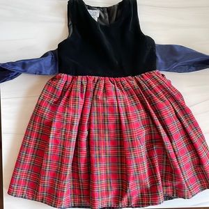 Girls Christmas dress size 3 red and blue plaid
